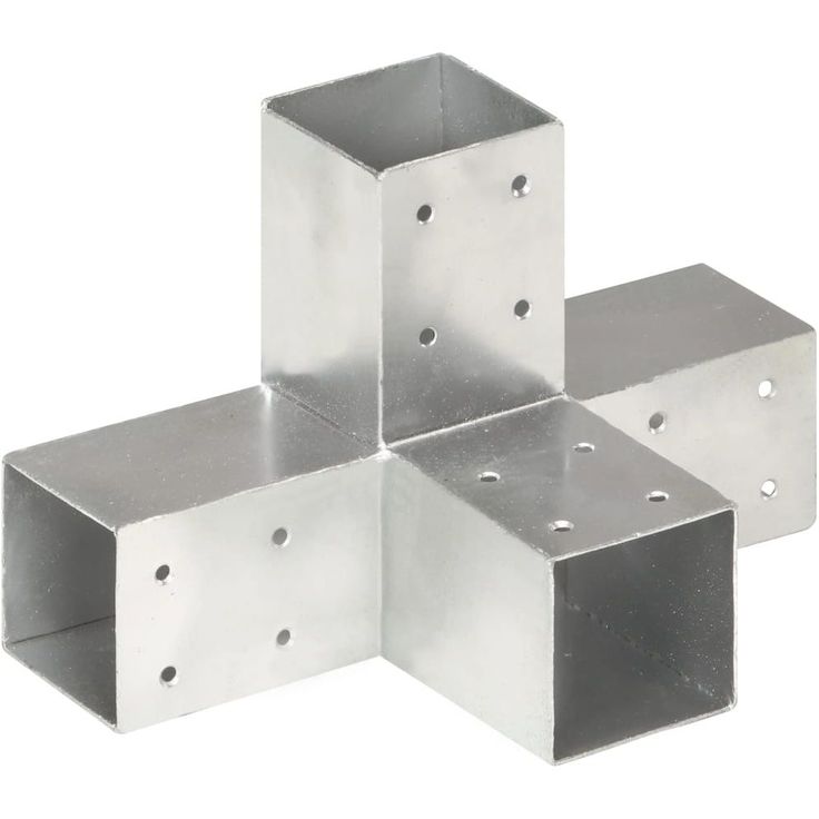 Tolppaliitin, X-muoto, galvanoitu metalli, 71x71mm