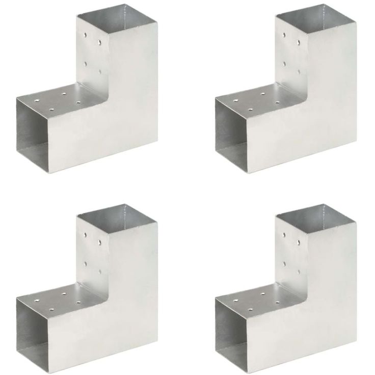 Tolppaliittimet 4kpl, L-muoto, galvanoitu metalli, 81x81mm