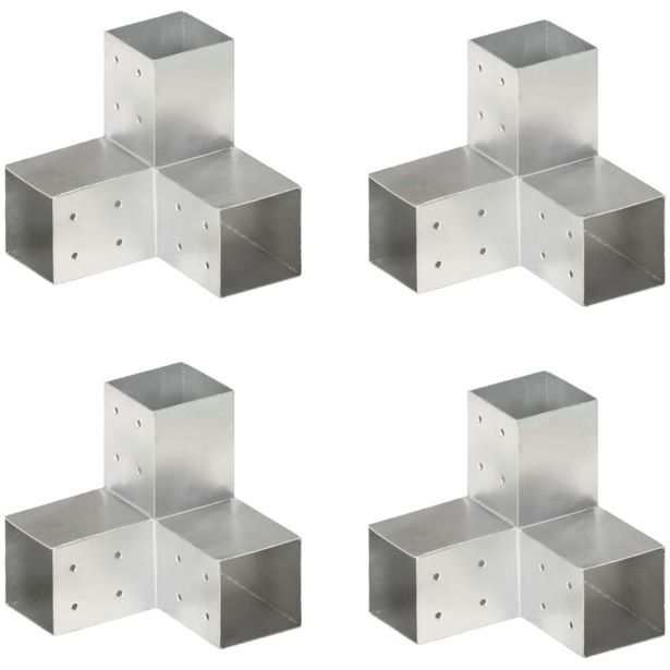 Tolppaliittimet 4kpl, Y-muoto, galvanoitu metalli, 81x81mm