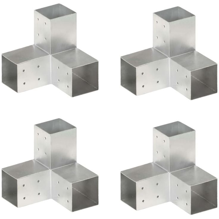 Tolppaliittimet 4kpl, Y-muoto, galvanoitu metalli, 81x81mm