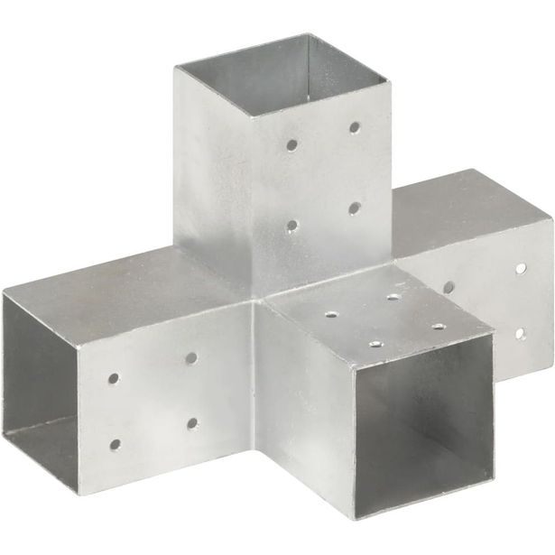 Tolppaliitin, X-muoto, galvanoitu metalli, 81x81mm