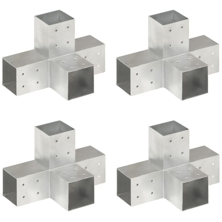 Tolppaliittimet 4kpl, X-muoto, galvanoitu metalli, 81x81mm