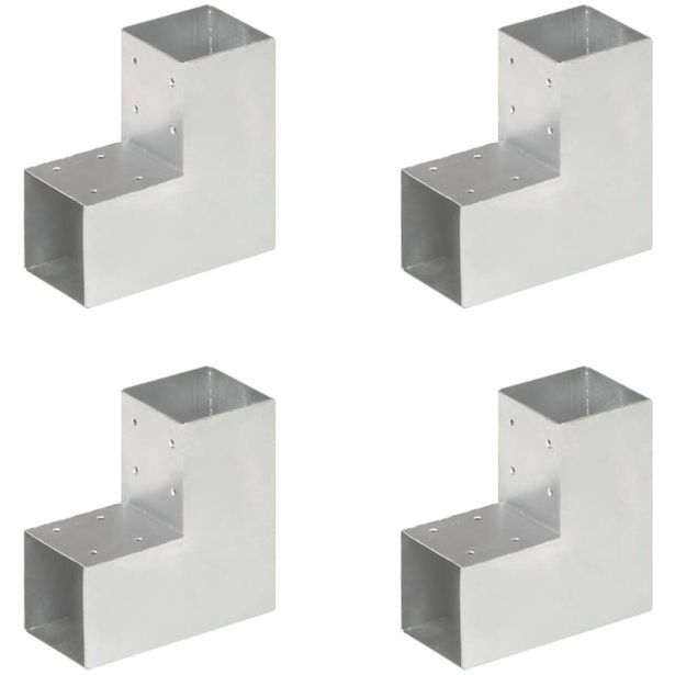 Tolppaliittimet 4kpl, L-muoto, galvanoitu metalli, 91x91mm