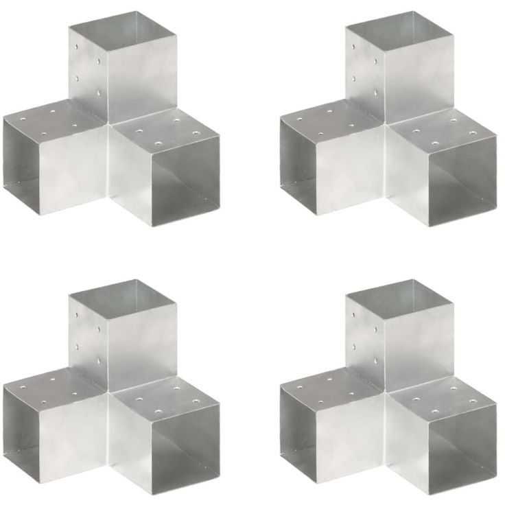 Tolppaliittimet 4kpl, Y-muoto, galvanoitu metalli, 101x101mm