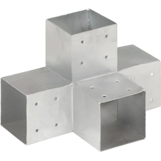 Tolppaliitin, X-muoto, galvanoitu metalli, 101x101mm