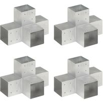 Tolppaliittimet 4kpl, X-muoto, galvanoitu metalli, 101x101mm