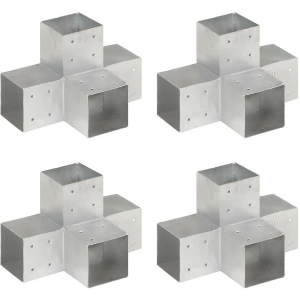 Tolppaliittimet 4kpl, X-muoto, galvanoitu metalli, 101x101mm