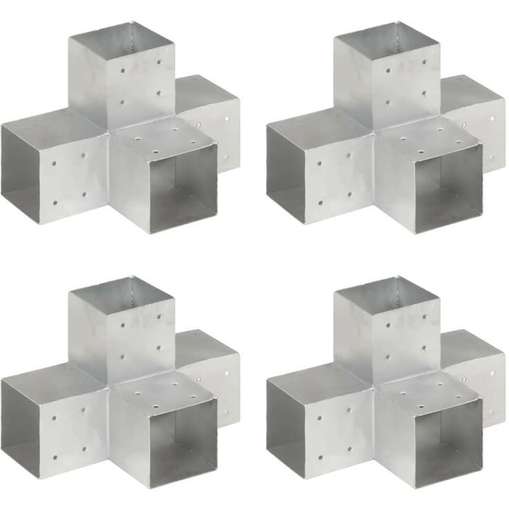 Tolppaliittimet 4kpl, X-muoto, galvanoitu metalli, 101x101mm