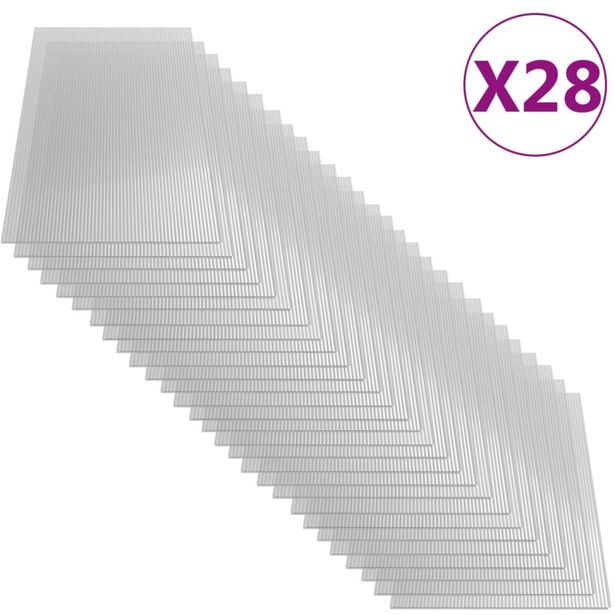 Polykarbonaattilevyt, 28 kpl, 4 mm, 121x60 cm