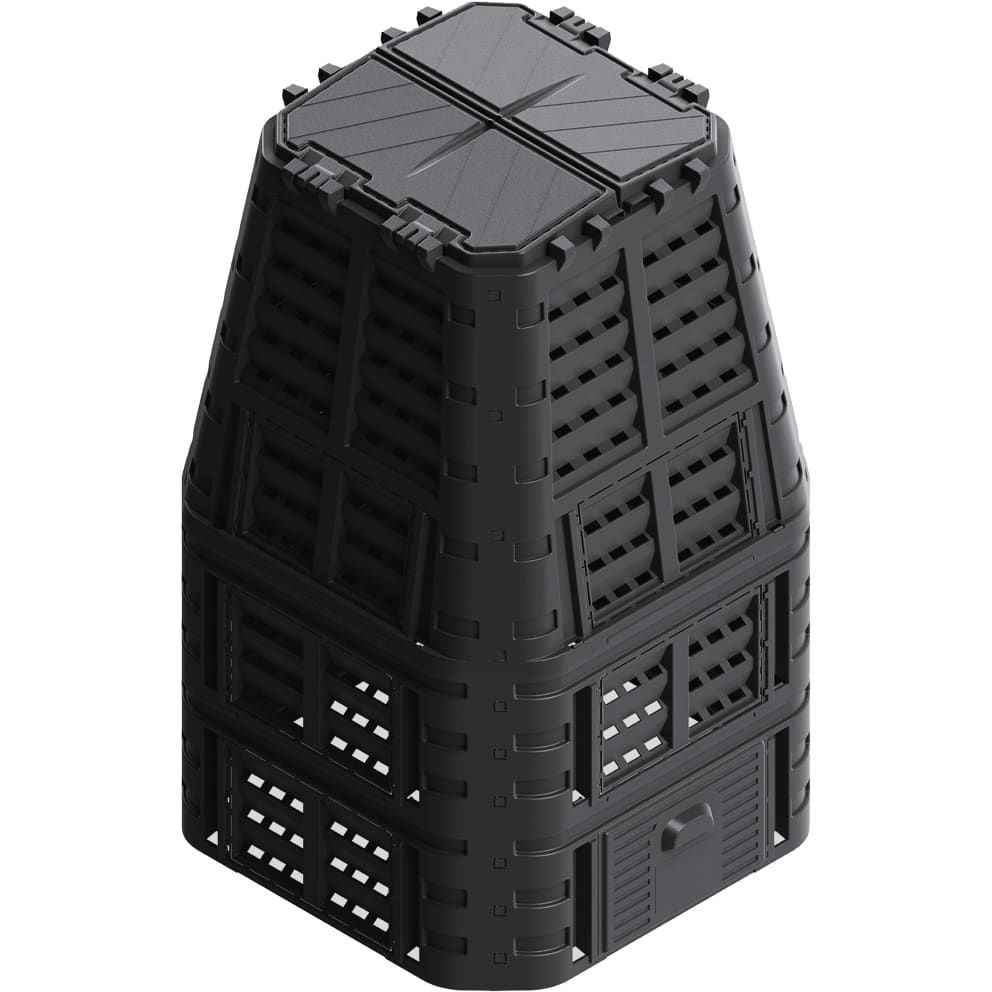 Puutarhan kompostiastia, 93.3x93.3x146 cm, 1000 litraa, musta