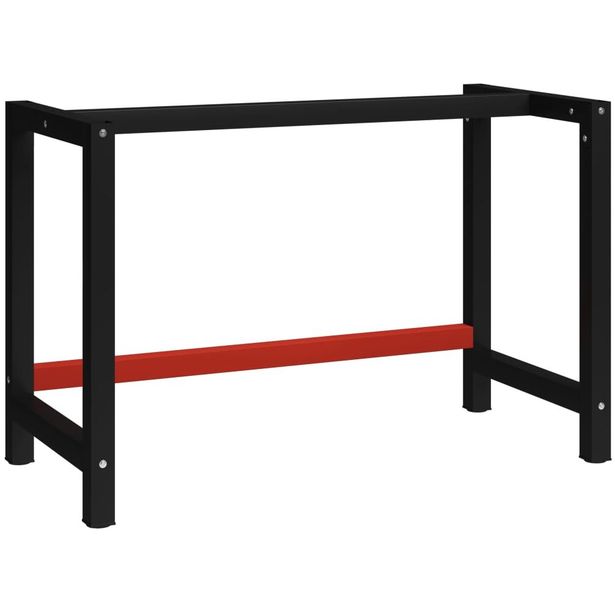Työpöydän runko metalli, 120x57x79 cm, musta ja punainen