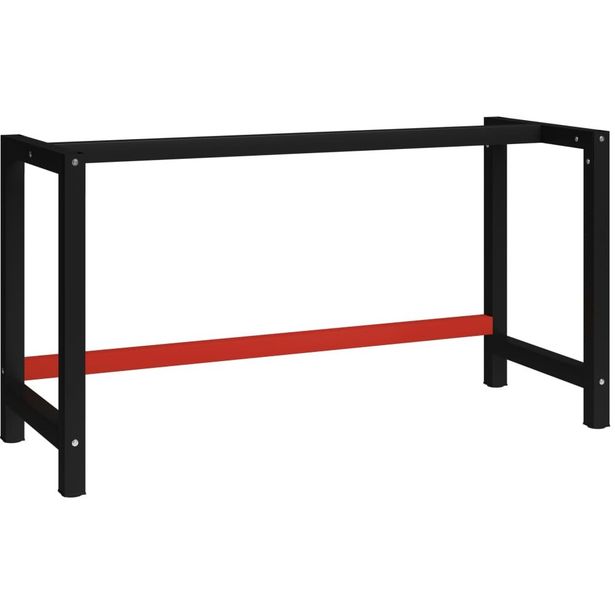Työpöydän runko metalli, 150x57x79 cm, musta ja punainen