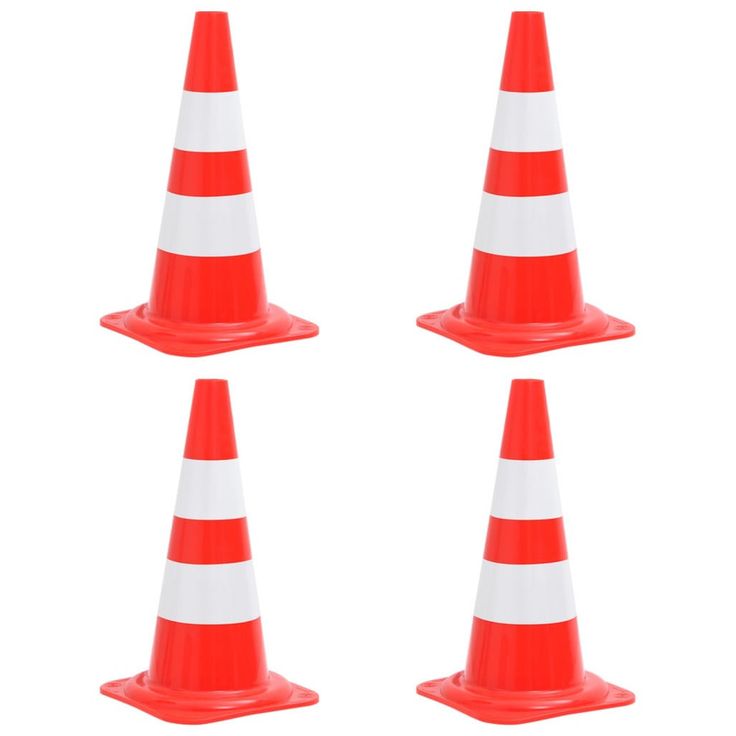 Heijastavat liikennekartiot fineprice, 4kpl, punainen/valkoinen, 50 cm