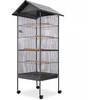 Katollinen lintuhäkki, 66x66x155cm, musta, teräs 