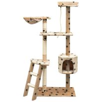 Kissan raapimispuu, sisal-pylväillä, 1 pesällä, 150cm, tassukuvio, beige