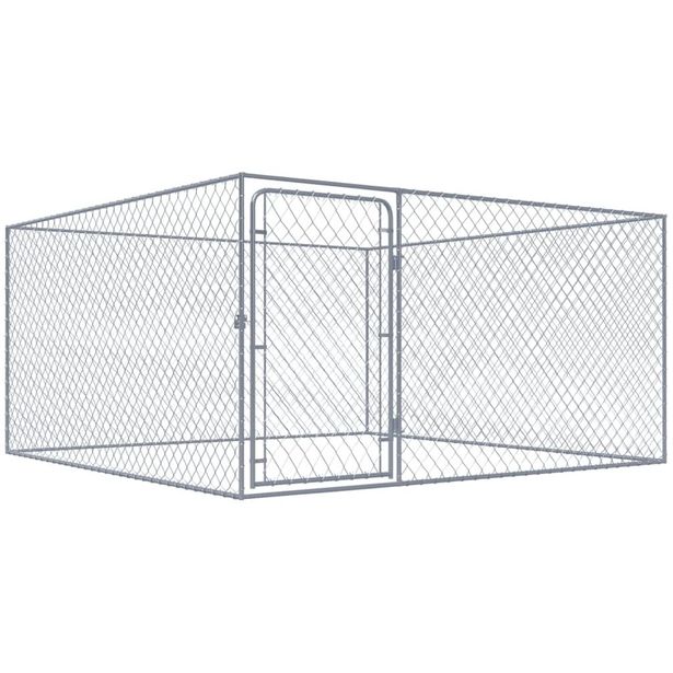 Koiran ulkohäkki, galvanoitu teräs, 2x2x1 m