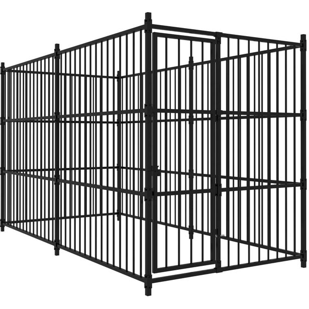 Koiran ulkohäkki, 300x150x185cm, musta