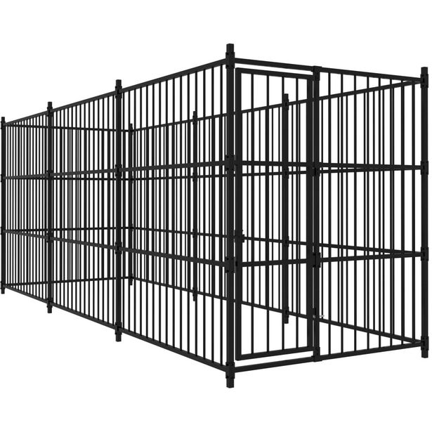 Koiran ulkohäkki, 450x150x185cm, musta