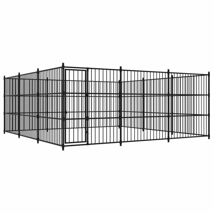 Koiran ulkohäkki, 450x450x185cm, musta