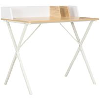 Työpöytä valkoinen ja luonnollinen 80x50x84 cm