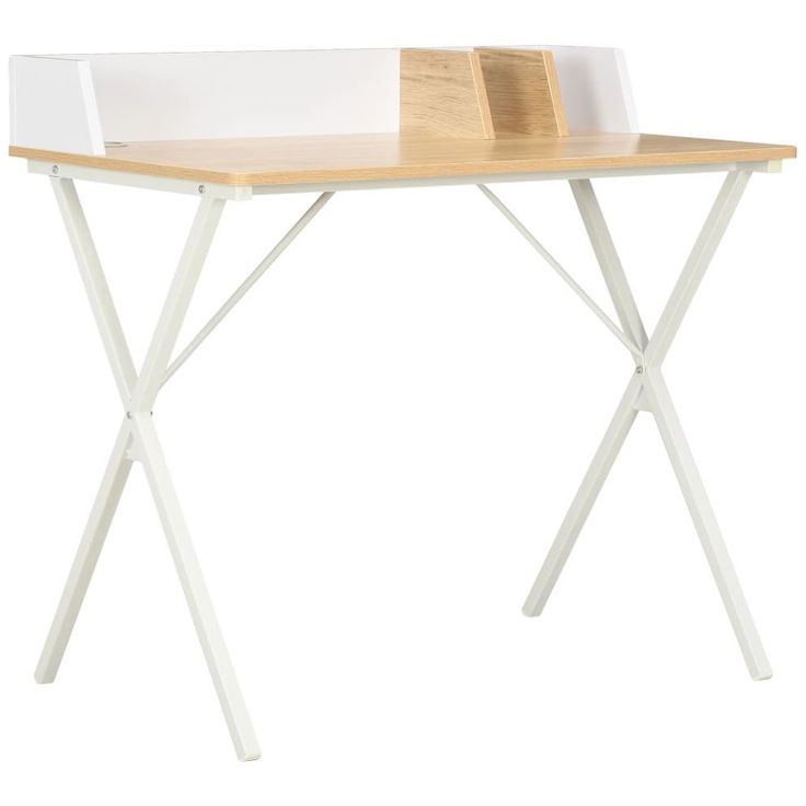 Työpöytä valkoinen ja luonnollinen 80x50x84 cm_1