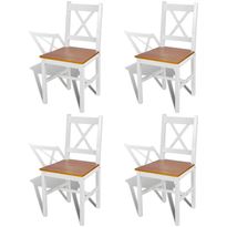 Ruokapöydän tuolit, 4 kpl, valkoinen/luonnollinen mänty