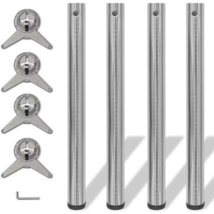 4 korkeussäädettävää pöydän jalkaa harjattu nikkeli 710mm_1