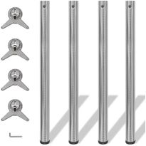 4 korkeussäädettävää pöydän jalkaa harjattu nikkeli 870mm