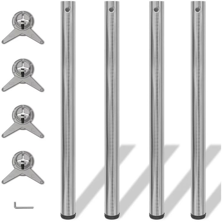 4 korkeussäädettävää pöydän jalkaa harjattu nikkeli 870mm_1