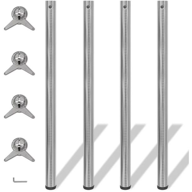 4 korkeussäädettävää pöydän jalkaa harjattu nikkeli 1100 mm_1
