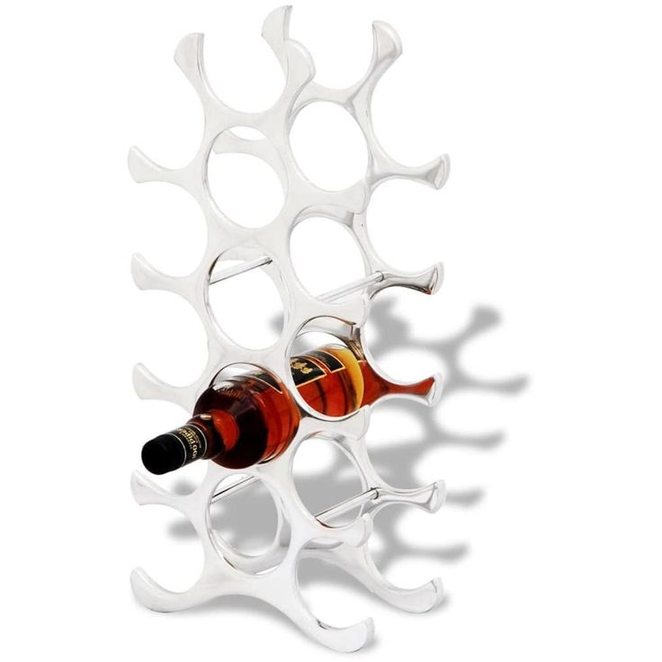 Alumiininen viinipulloteline 15 pullolle hopea_1