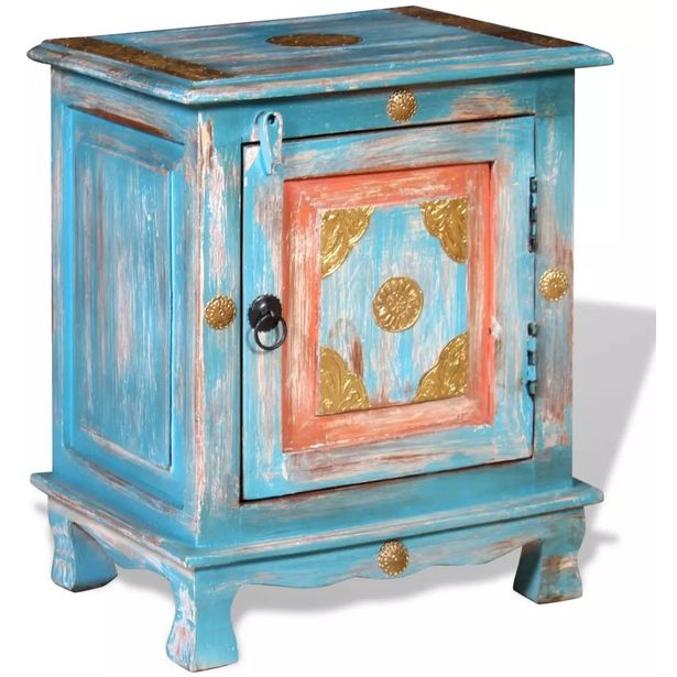 Yöpöytä täysi mangopuu sininen_1