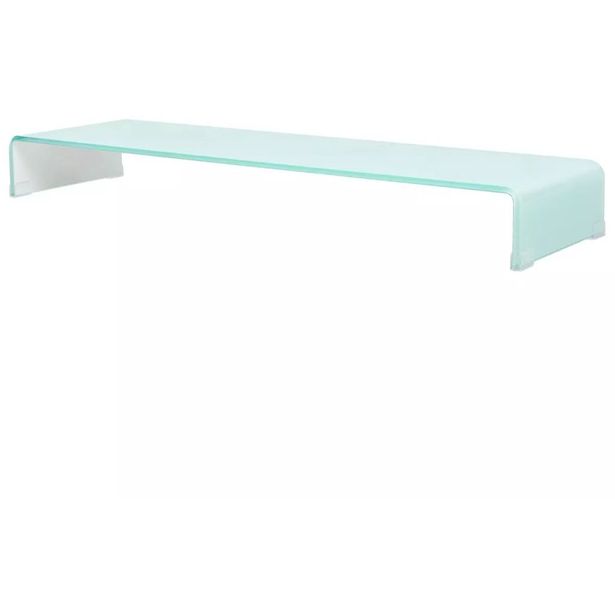 Tv-taso/näyttöteline valkoinen lasi 110x30x13 cm_1