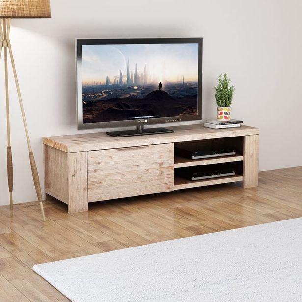 Tv-taso kiinteä harjattu akaasiapuu 140x38x40 cm_1
