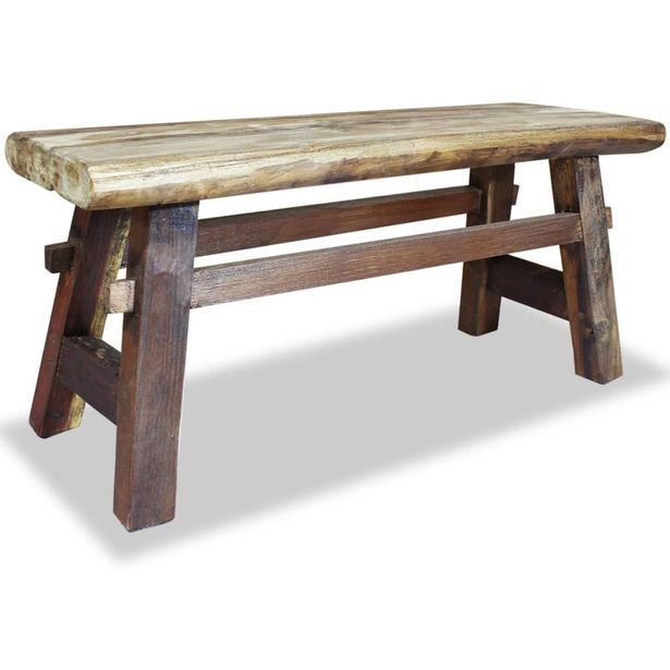 Penkki kiinteä kierrätetty puu 100x28x43 cm_1