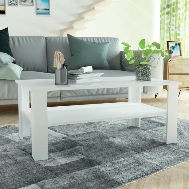 Sohvapöytä lastulevy 100x59x42 cm valkoinen_1