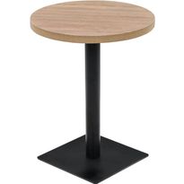 Bistropöytä mdf ja teräs pyöreä 60x75 cm tammenvärinen