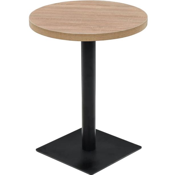 Bistropöytä mdf ja teräs pyöreä 60x75 cm tammenvärinen_1