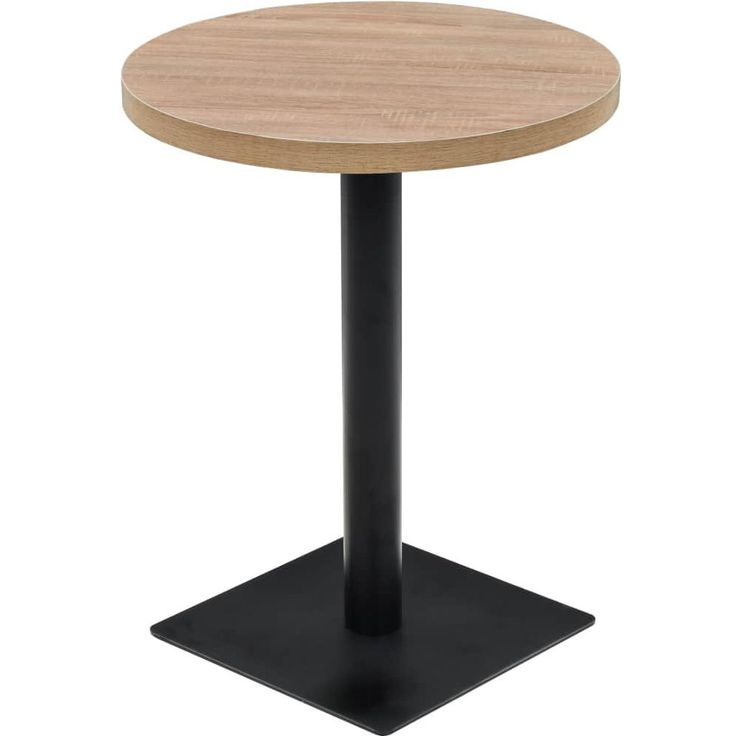 Bistropöytä mdf ja teräs pyöreä 60x75 cm tammenvärinen_1