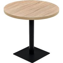 Bistropöytä mdf ja teräs pyöreä 80x75 cm tammenvärinen