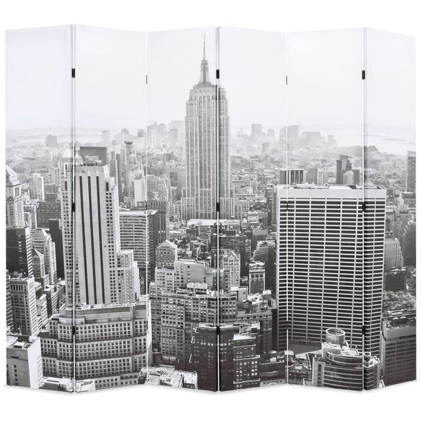 Taitettava tilanjakaja 228x170 cm new york mustavalkoinen_1