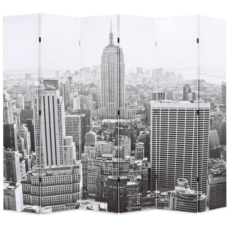 Taitettava tilanjakaja 228x170 cm new york mustavalkoinen_1