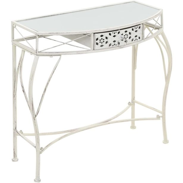 Sivupöytä ranskalaistyylinen metalli 82x39x76 cm valkoinen_1