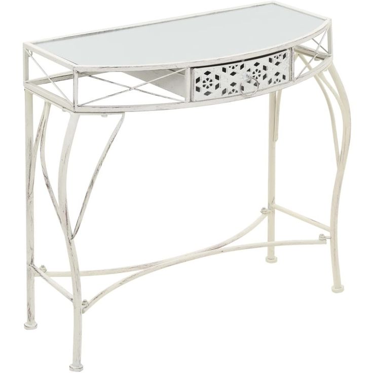 Sivupöytä ranskalaistyylinen metalli 82x39x76 cm valkoinen_1
