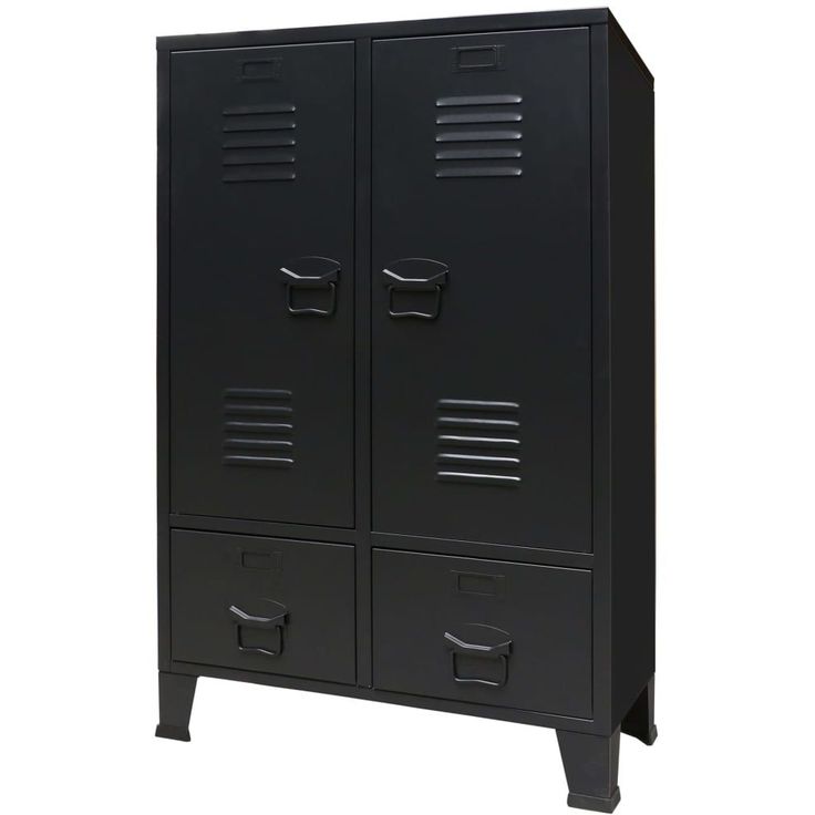 Metallinen vaatekaappi teollinen tyyli 67x35x107 cm musta_1