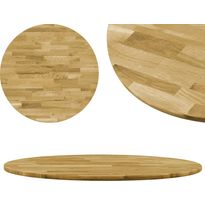 Pöytälevy kiinteä tammipuu pyöreä 23mm 900mm