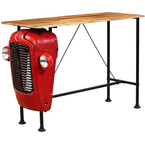 Korkea traktoripöytä mangopuu 60x150x107 cm punainen_1