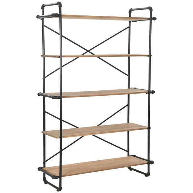 Kirjahylly kuusipuu ja teräs 120x42x180 cm_1