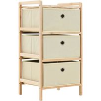 Säilytysteline 3 kuitukankaisella korilla setripuu beige