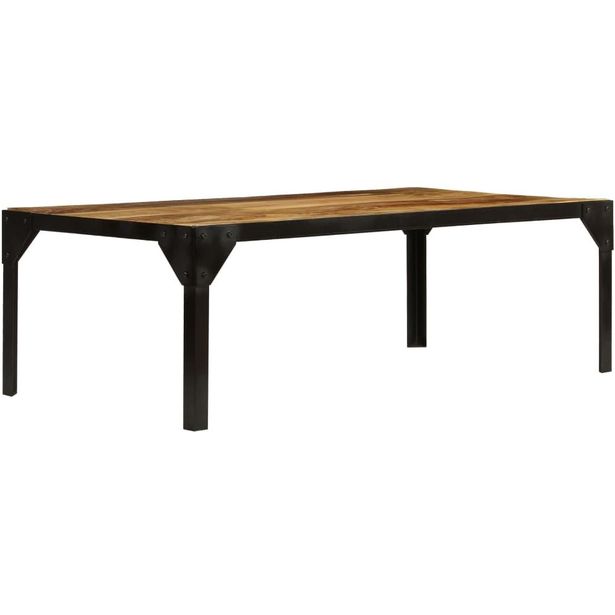 Sohvapöytä täysi karkea mangopuu ja teräs 110 cm_1